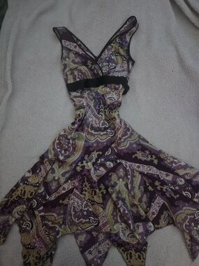 Ruby Rox Purple Paisley Asymmetrical Hem Dress
